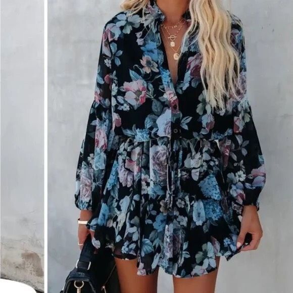 ✨VICI Collection Maxwell Dark Floral Dress✨ - Picture 3 of 7